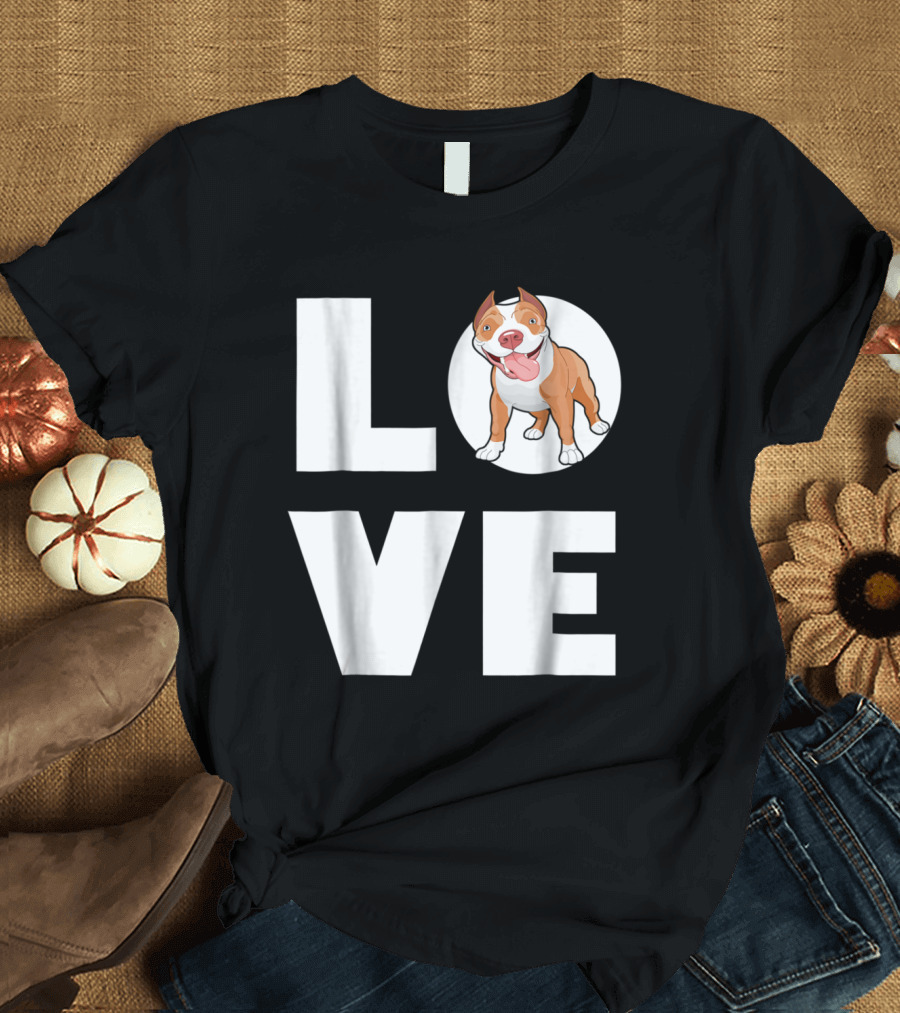 LOVE Pitbull Cartoon T-Shirt