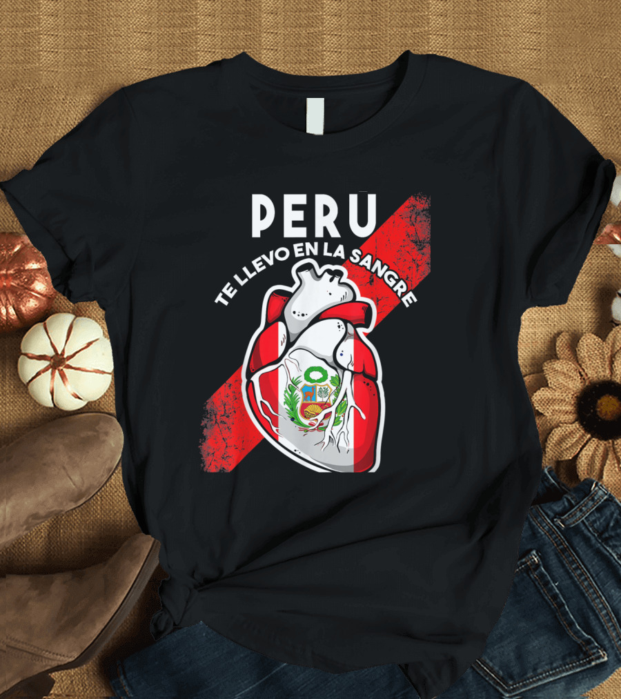 Peru Te Llevo en la Sangre Heart Peruvian Flag Symbol T-Shirt