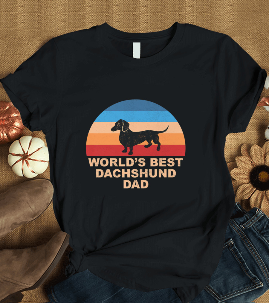 World's Best Dachshund Dad Vintage Sunset T-Shirt