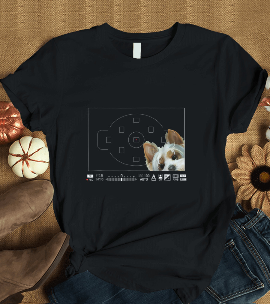 Photographer Dog Photo Bomb Camera Screen Display T-Shirt