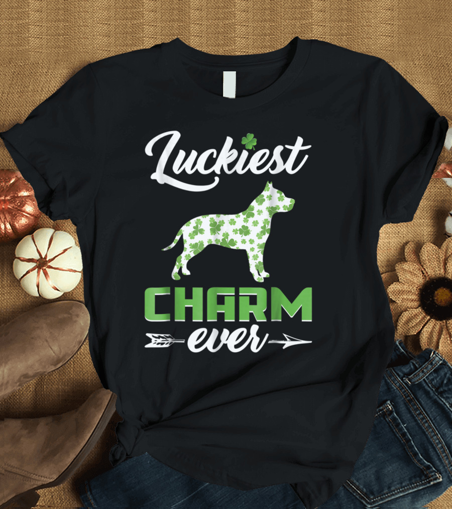 Luckiest Charm Ever Shamrock Dog St Patrick's T-Shirt
