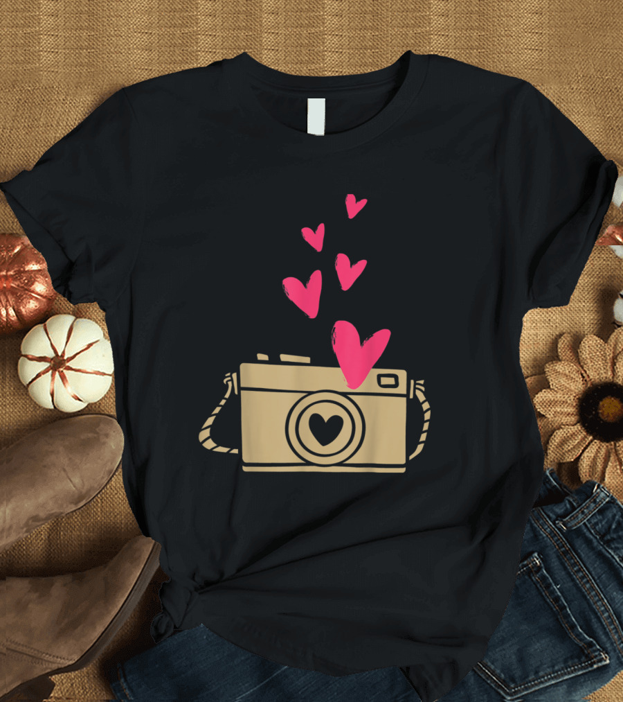 Romantic Photographer's Valentine's Day Heart Camera T-Shirt