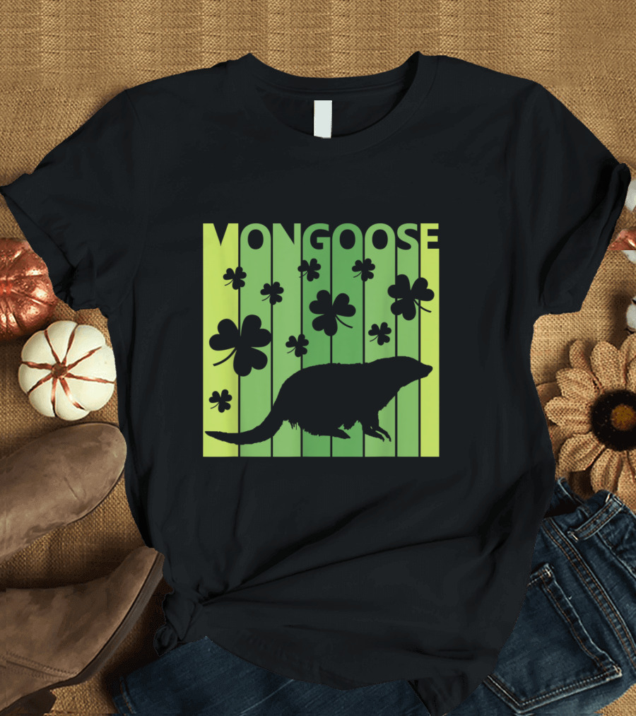 Mongoose Shamrock Clover Silhouette St Patrick's Day T-Shirt