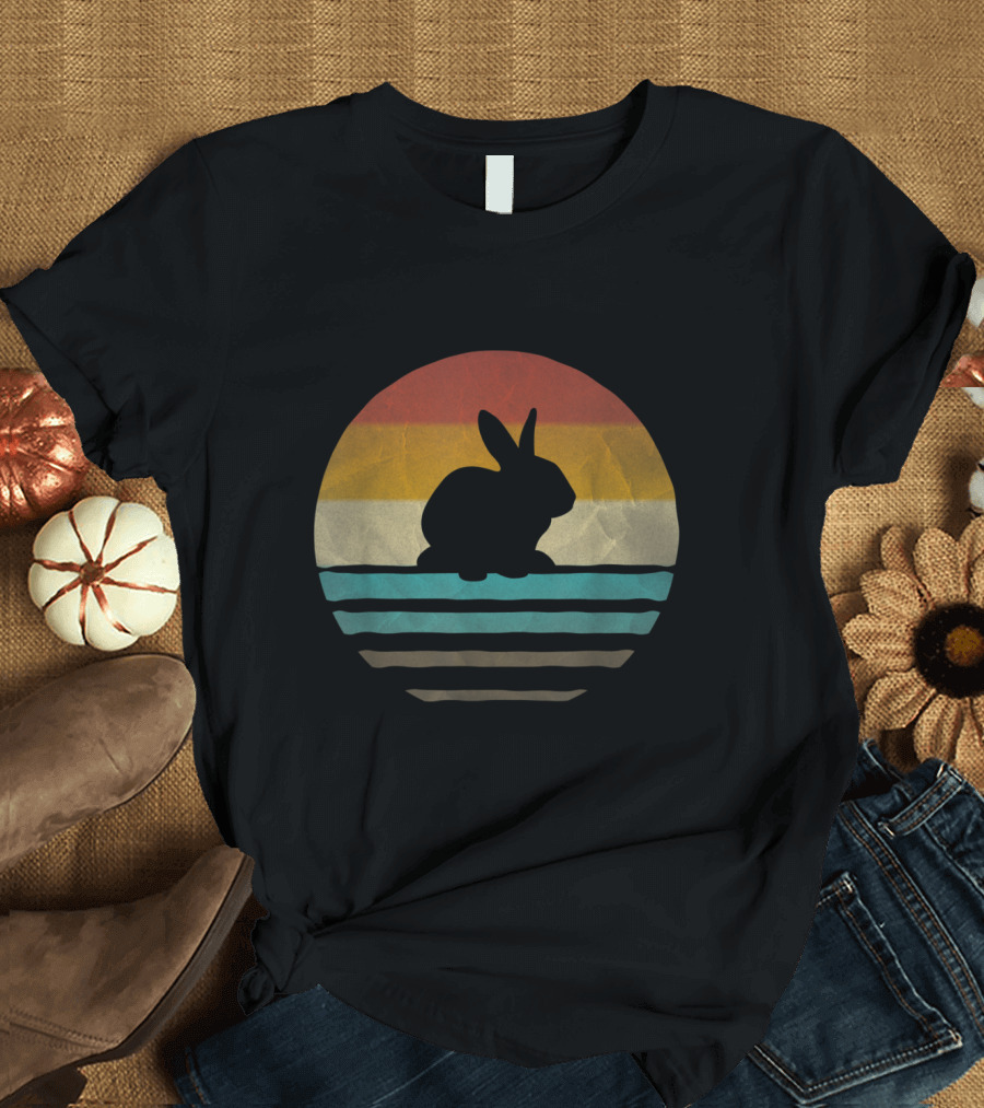 Vintage Sunset Stripes Bunny T-Shirt