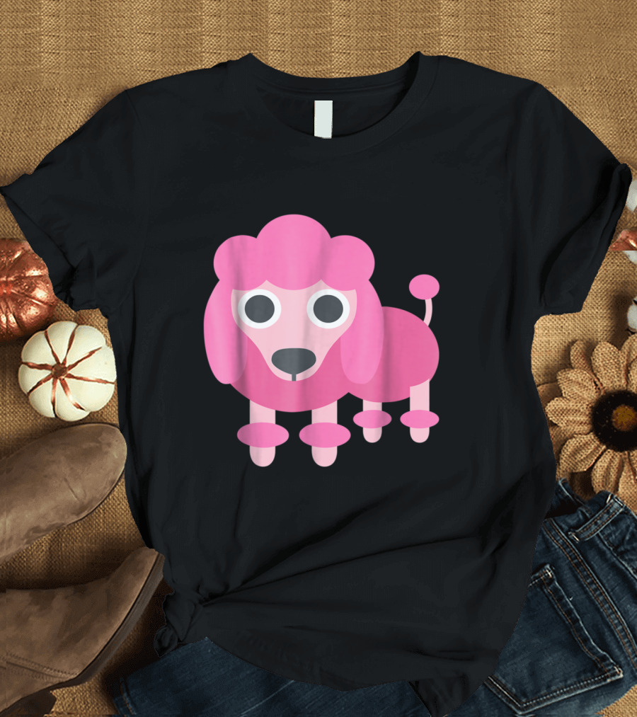 Pink Poodle Dog Cute Emoji Pet Puppy Iconic T-Shirt