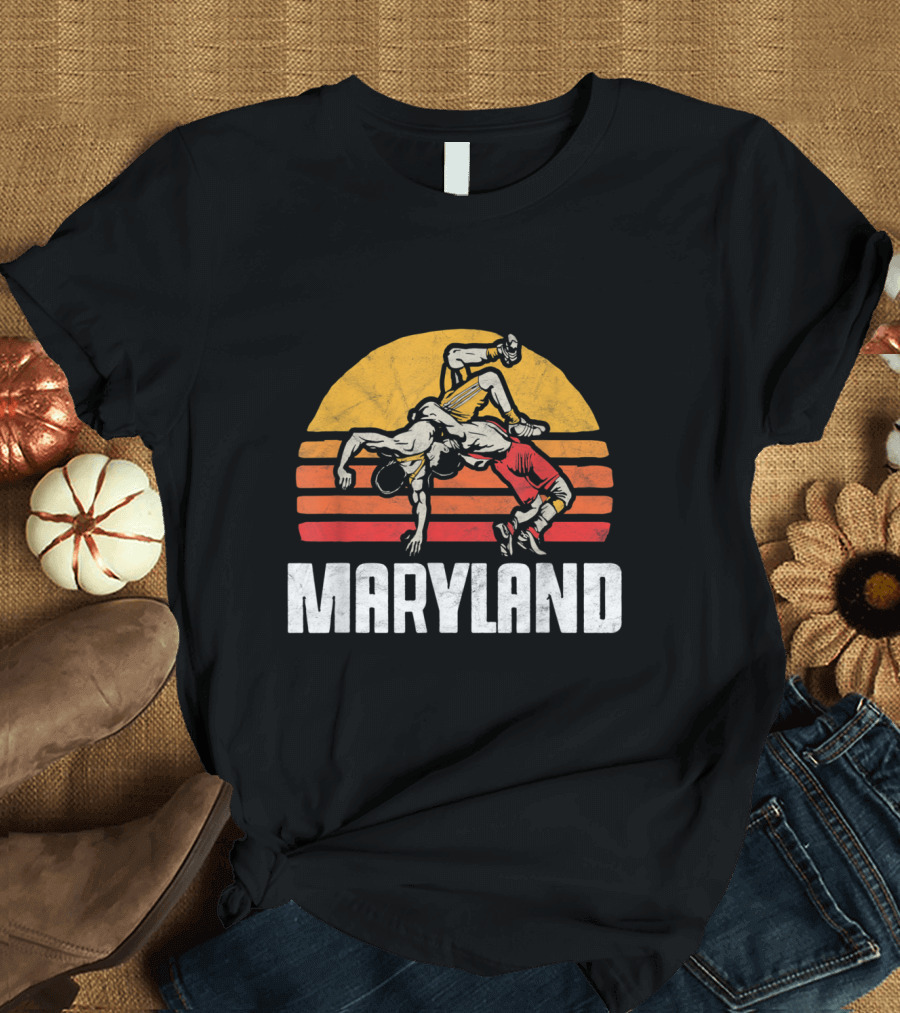 Maryland Vintage Wrestling Sunset Throwback T-Shirt
