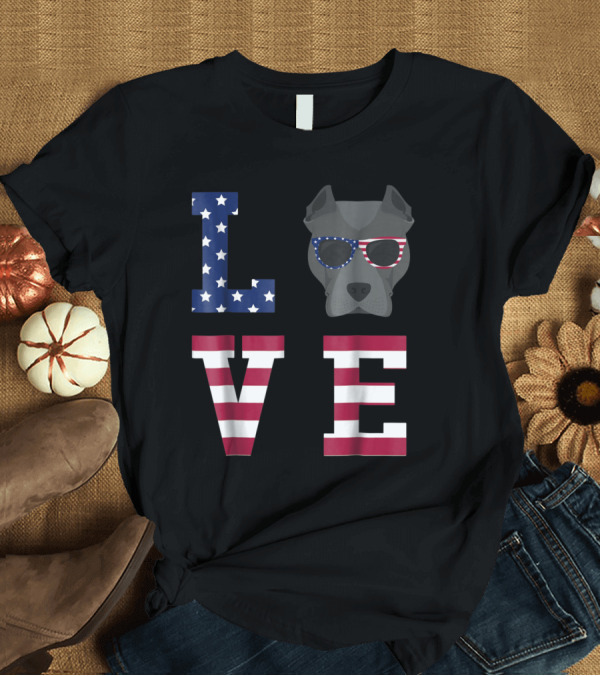 T-Shirt: Patriotic Pitbull Dog Love USA Flag 4th of July T-Shirt Patriotic Pitbull Dog Love USA Flag 4th of July T-Shirt