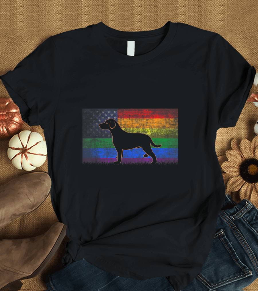 Vintage Best USA Labrador Dog Dad Pride American Flag T-Shirt