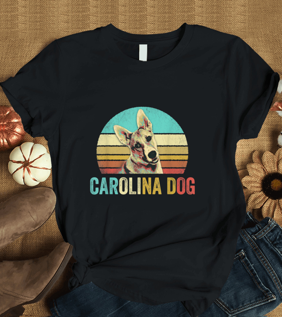 Retro Carolina Dog with Sunset Stripes T-Shirt