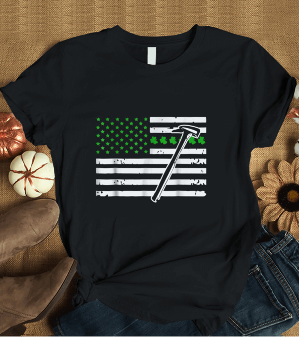 T-Shirt: Roofer American Flag Shamrock St Patrick's Day Hammer Job T-Shirt Roofer American Flag Shamrock St Patrick's Day Hammer Job T-Shirt