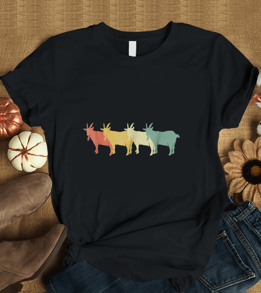 Vintage Colorful Goat Whisperer Farmer Retro Farm Animal T-Shirt