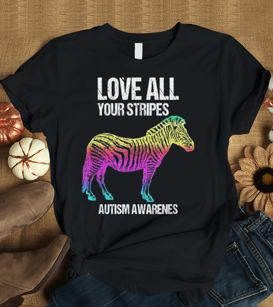 Love All Your Stripes Zebra Autism Awareness Appreciation T-Shirt