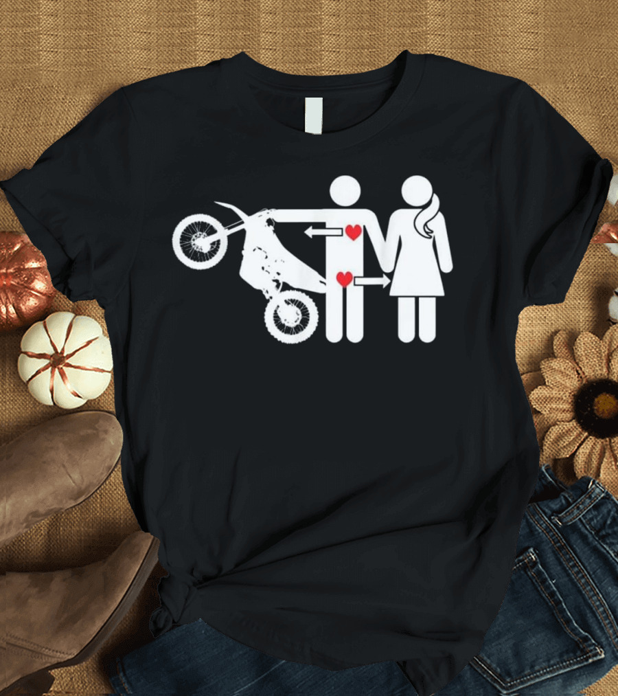 Motocross Funny MX Couple Relationship Heart and Motorcycle Humor T-Shirt