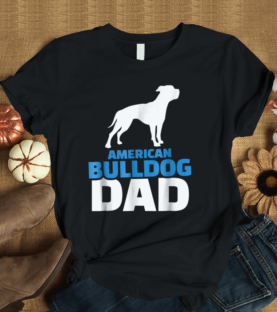 American Bulldog Dad Men's Graphic with White T-Shirt
