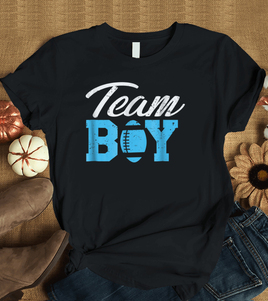 Team Boy Gender Reveal Football T-Shirt