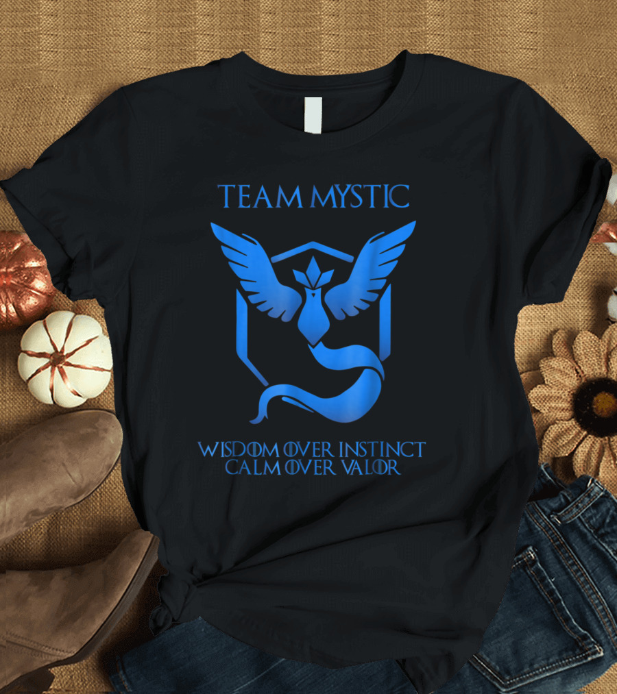 Team Mystic Wisdom Over Instinct Calm Over Valor Iconic Blue Bird T-Shirt