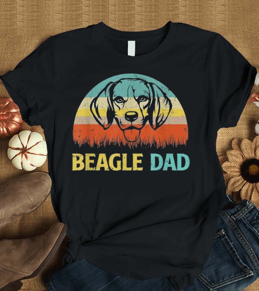 Beagle Dad Retro Sunset T-Shirt