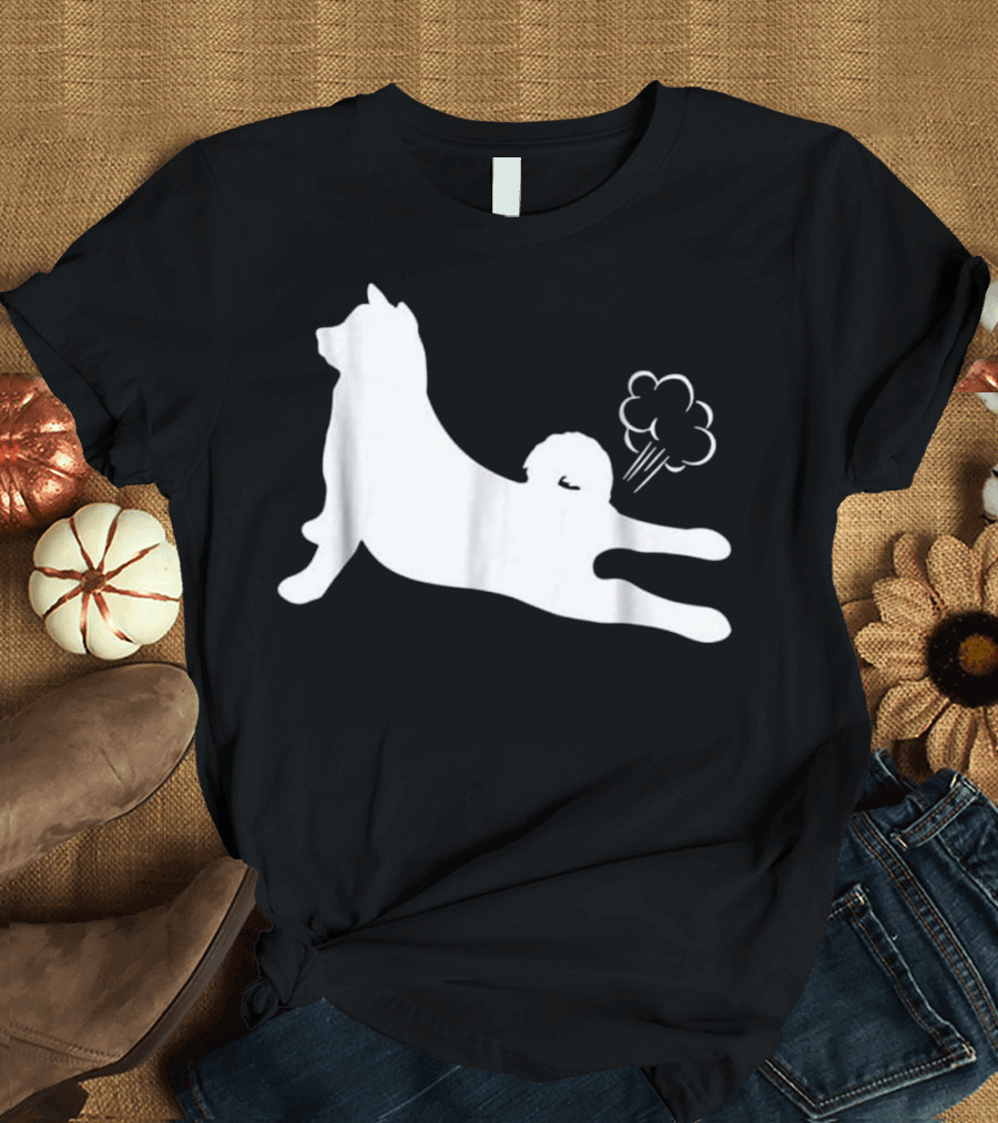 Hilarious Akita Dog Silhouette Comical Fart Cloud T-Shirt