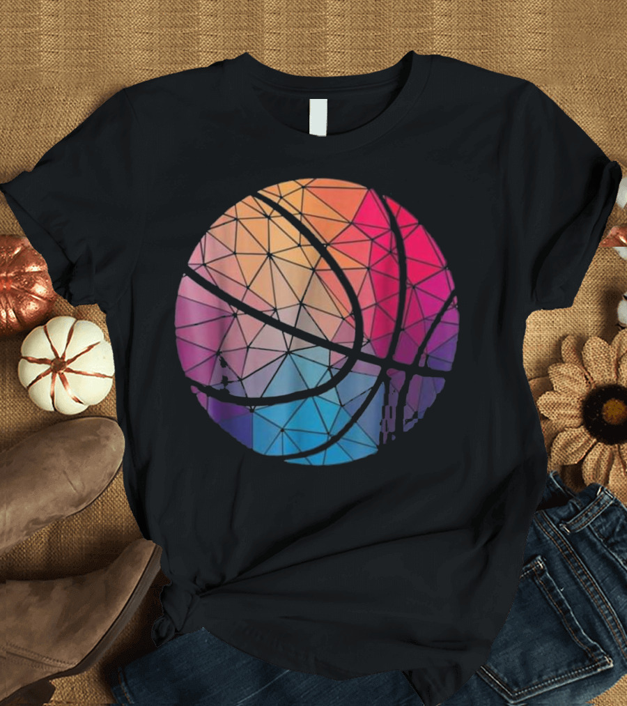 Geometric Basketball Shape with Vibrant Gradient Colors T-Shirt