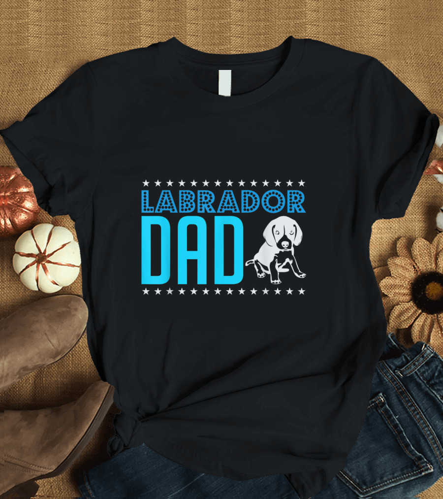 Labrador Dad Vintage Style Funny Labrador with Star Accents T-Shirt
