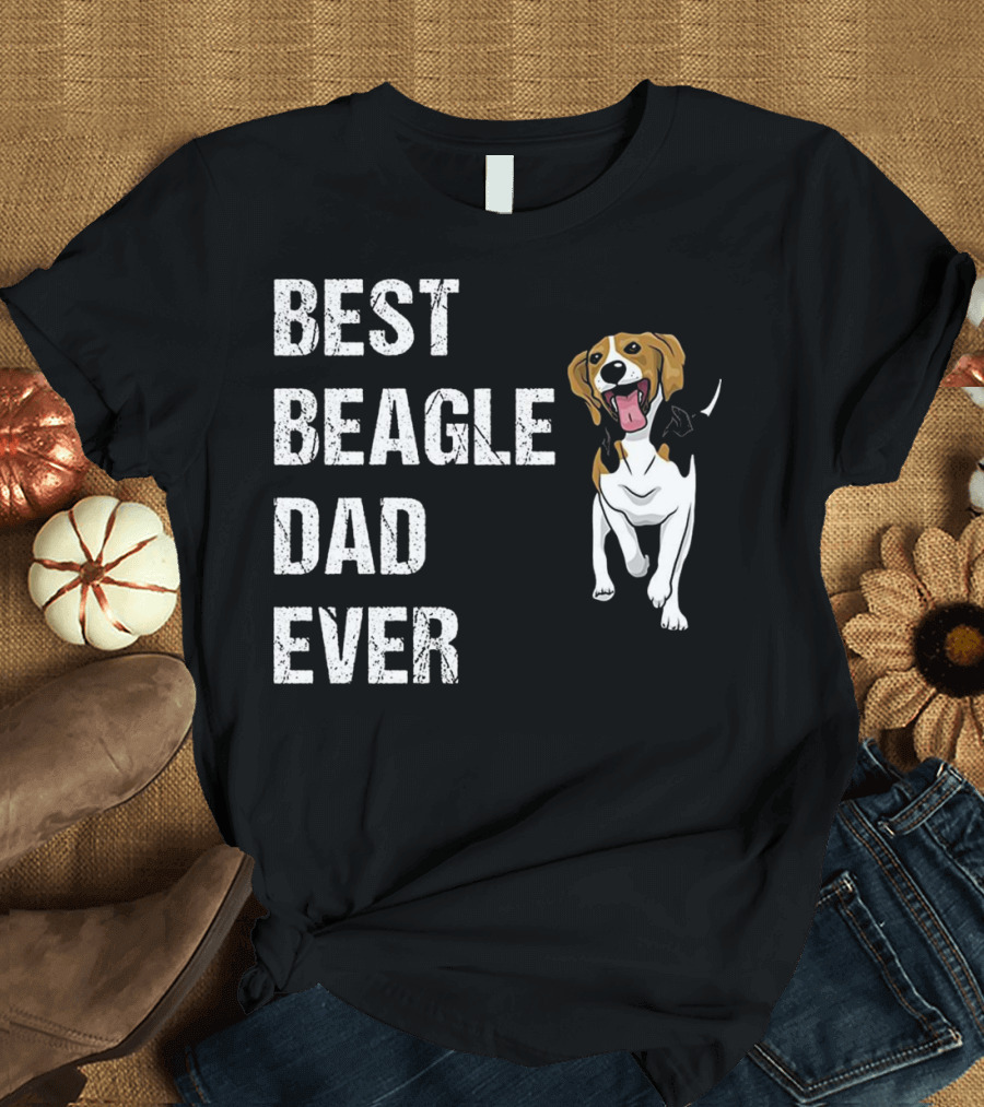 Best Beagle Dad Ever with Playful Beagle T-Shirt