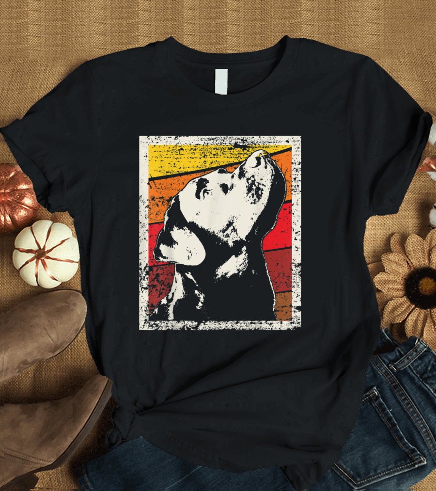 Retro Labrador Retriever Dad Graphic with Sunset Colors T-Shirt