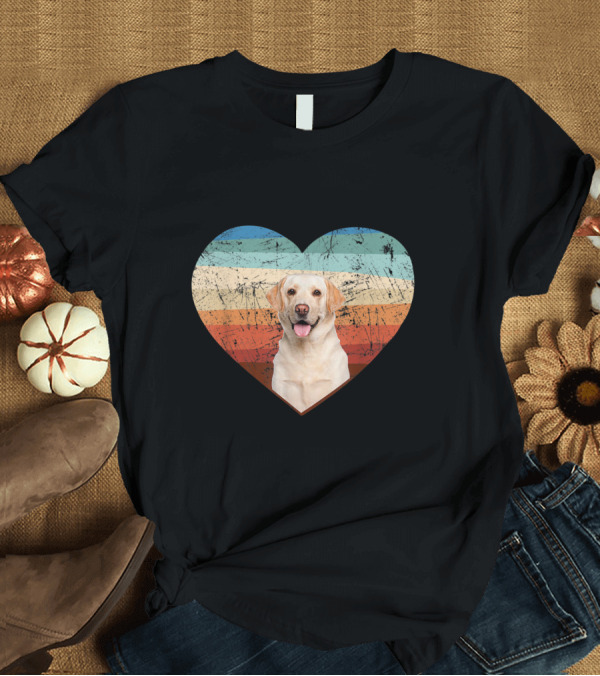 T-Shirt: Retro Heart Pattern Labrador Retriever Dog Love T-Shirt Retro Heart Pattern Labrador Retriever Dog Love T-Shirt