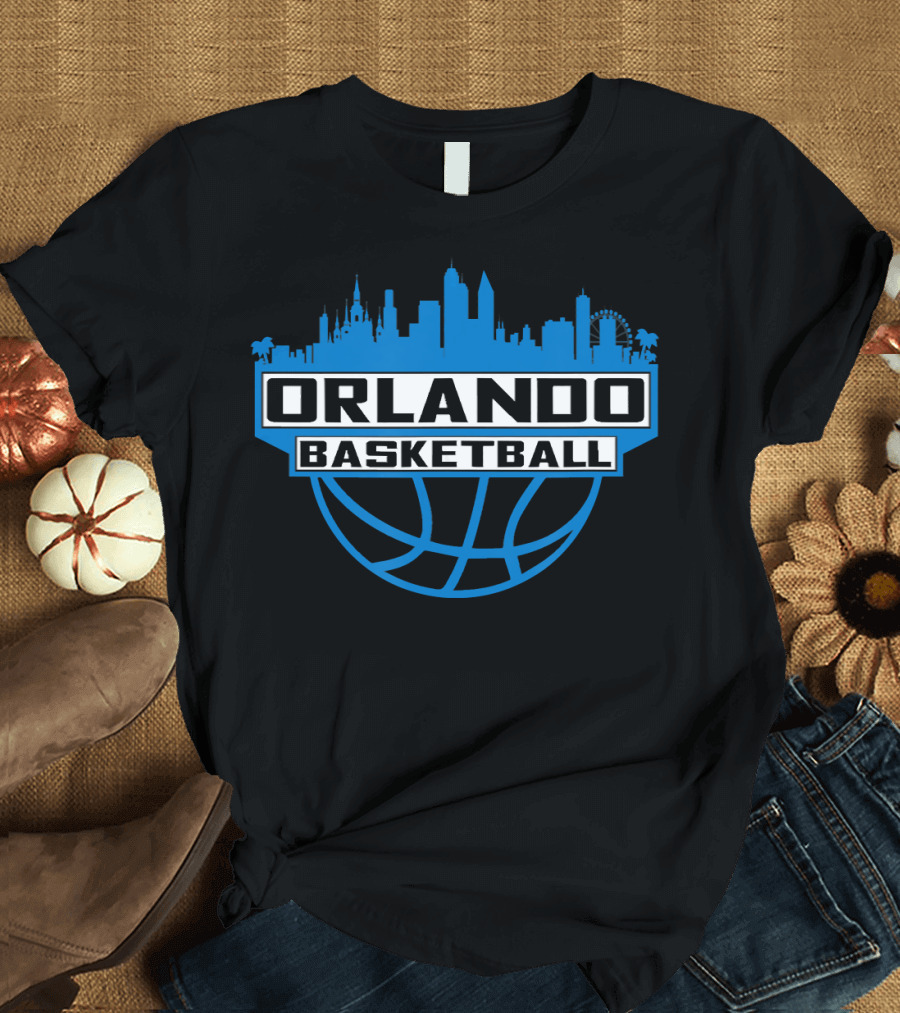 Orlando Skyline Basketball Banner with Cityscape Elements T-Shirt