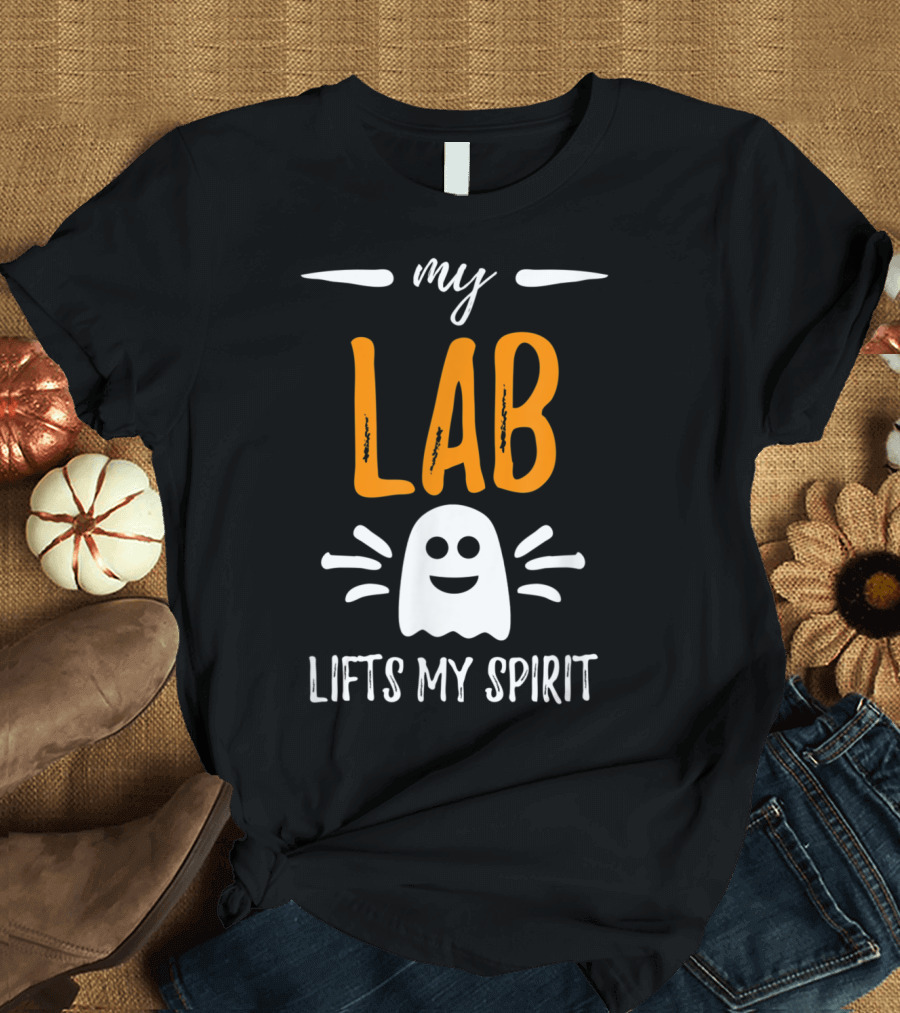 My Lab Lifts My Spirit Halloween Ghost Labrador T-Shirt