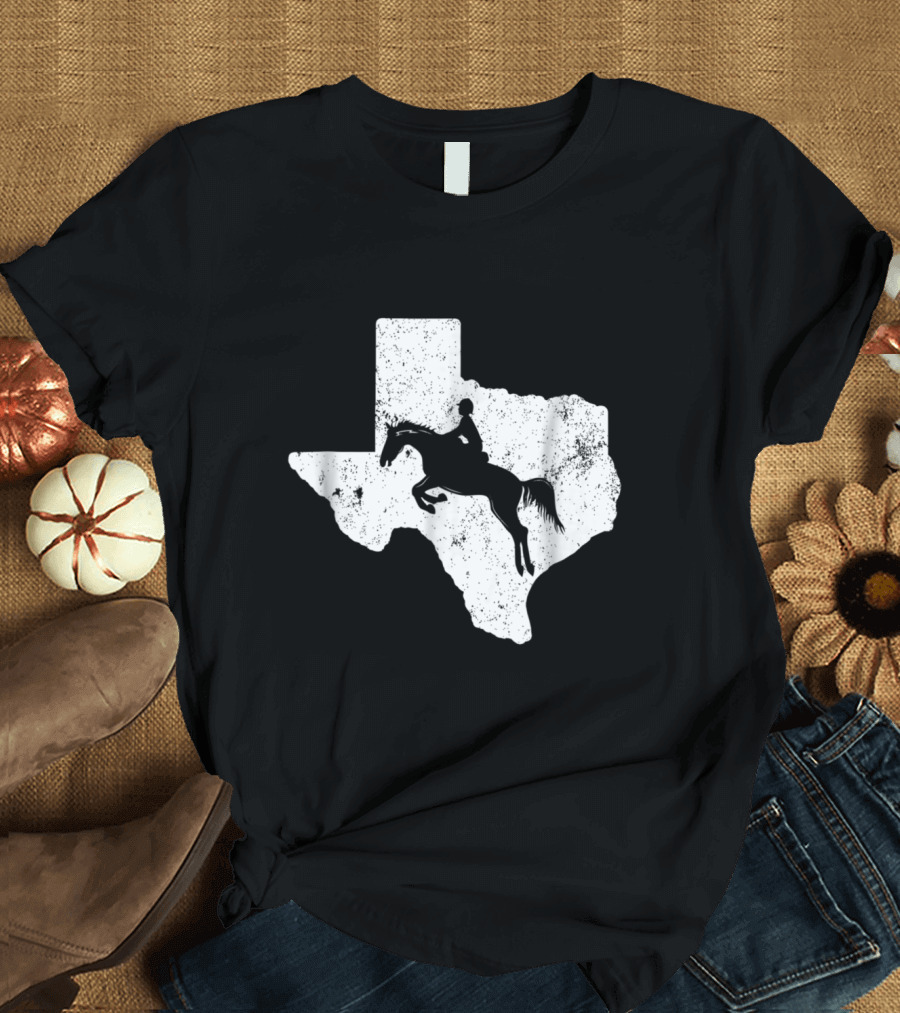 Texas Silhouette Horse Jumping Equestrian Rider T-Shirt