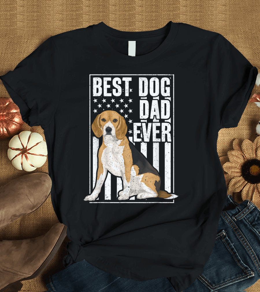 Best Beagle Dog Dad Ever American Flag T-Shirt