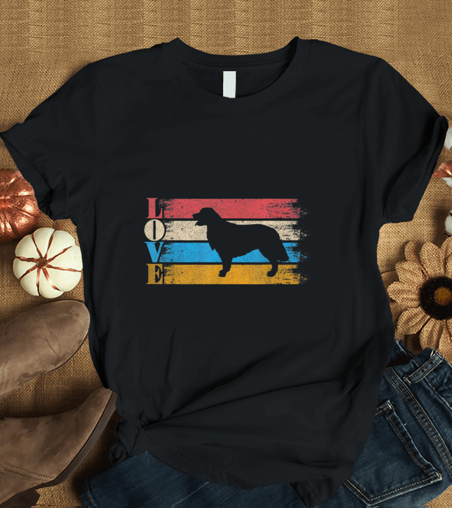 Love Golden Retriever Vintage Stripes T-Shirt