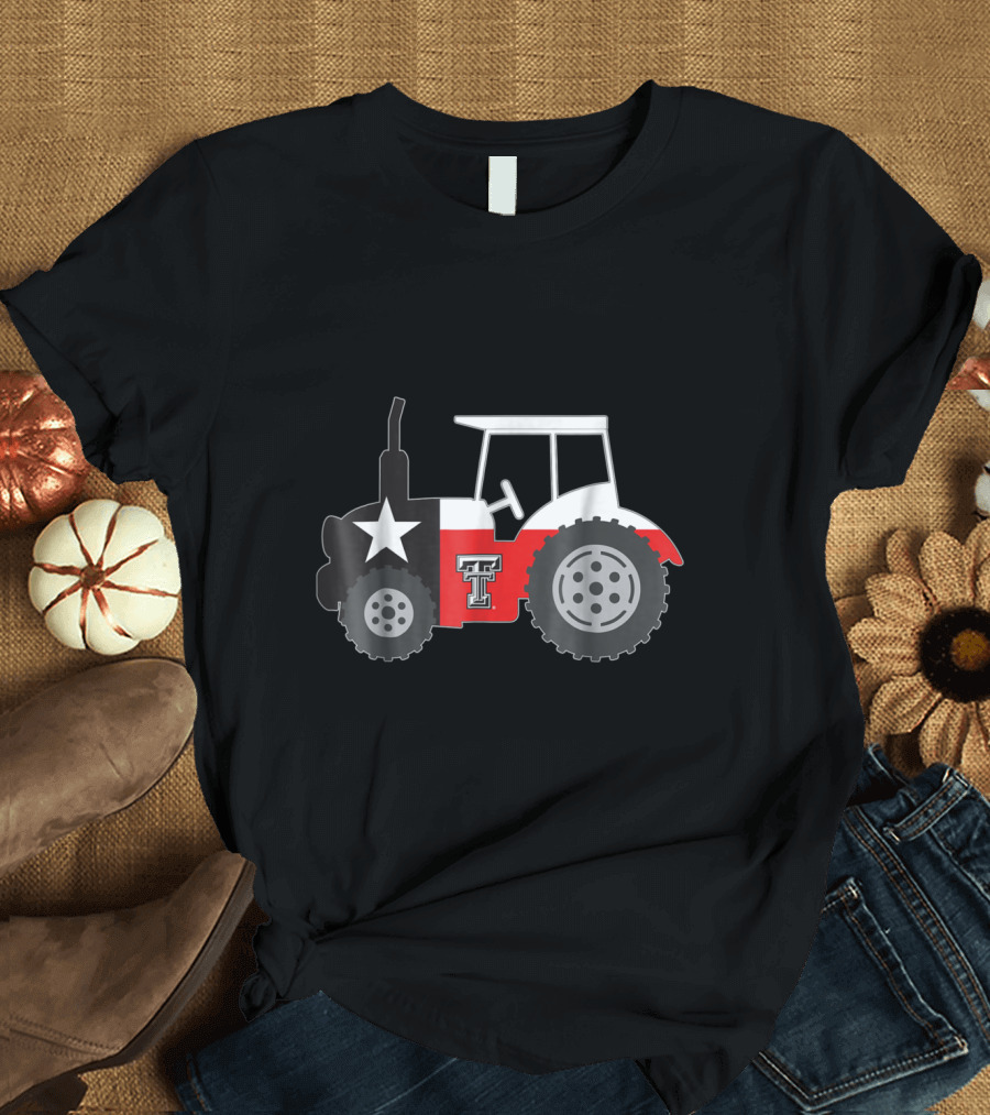Texas Tech Red Raiders Tractor with Texas Flag and Star T-Shirt
