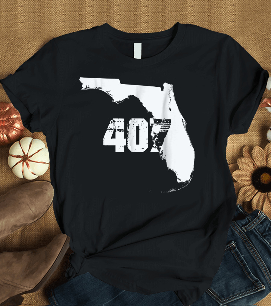 Florida State Map 407 Area Code Orlando T-Shirt
