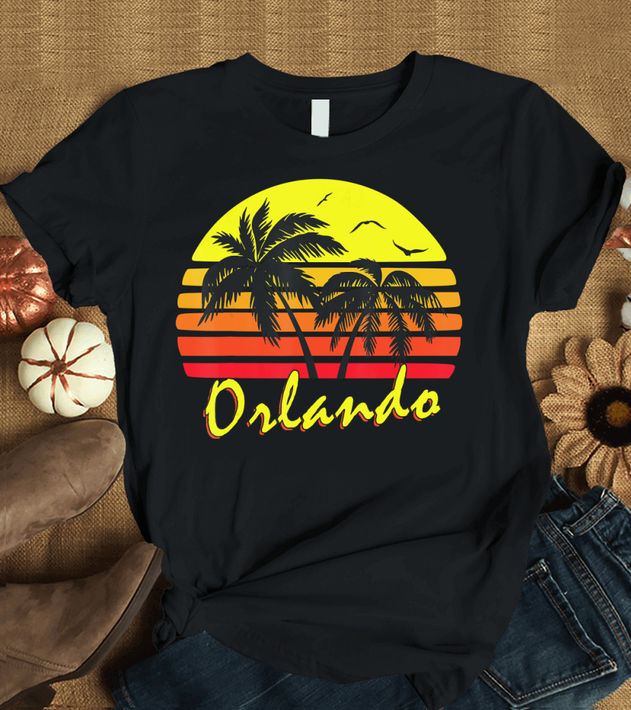 Orlando Florida Palm Trees Sunset Beaches Summer Vibe T-Shirt