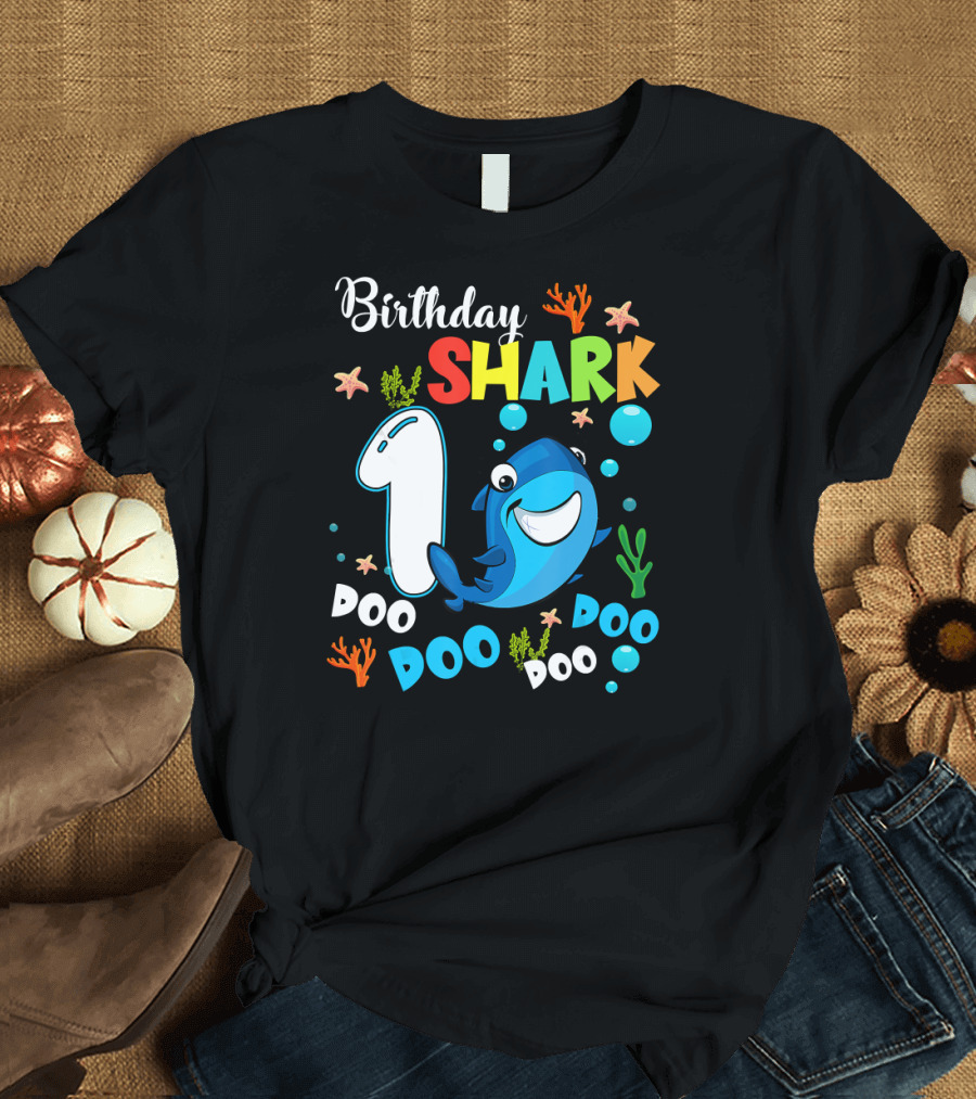 Birthday Shark 1st Baby Boy Doo Doo Doo T-Shirt