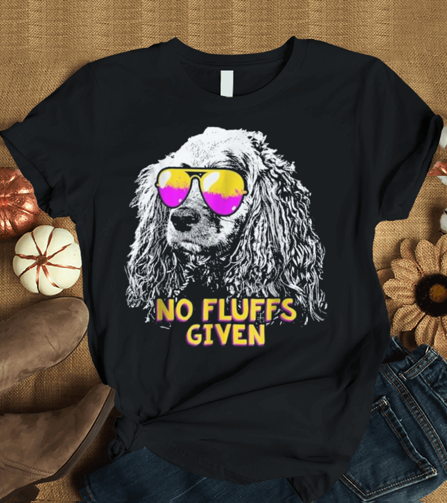 No Fluffs Given Cocker Spaniel with Colorful Sunglasses T-Shirt
