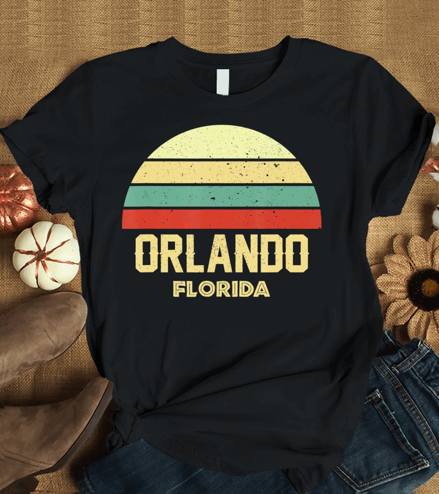 Orlando Florida Retro Vintage Sunset Stripes T-Shirt
