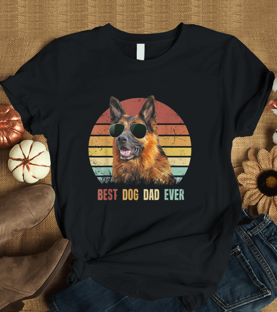 Best Dog Dad Ever Mens German Shepherd Sunglasses T-Shirt