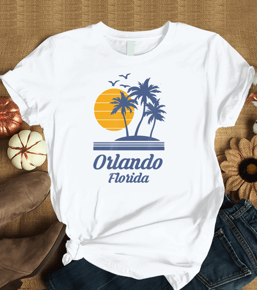 Orlando Florida Sunset Beach Palm Trees Souvenir T-Shirt