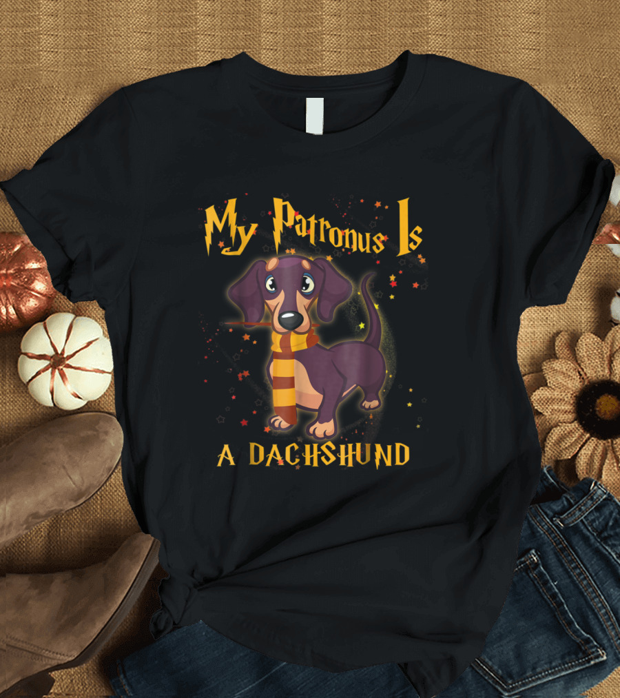 My Patronus Is a Dachshund with Scarf and Wizardry T-Shirt