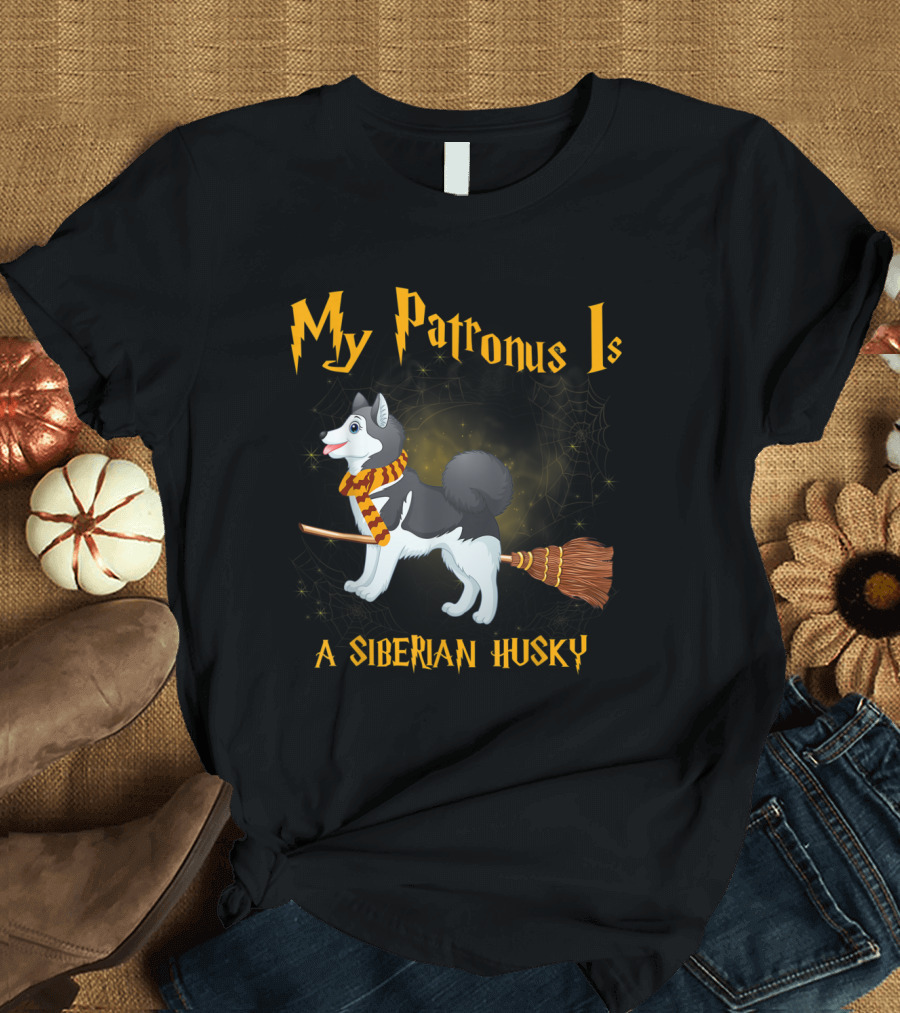 My Patronus Is a Siberian Husky Broomstick Wizardry T-Shirt