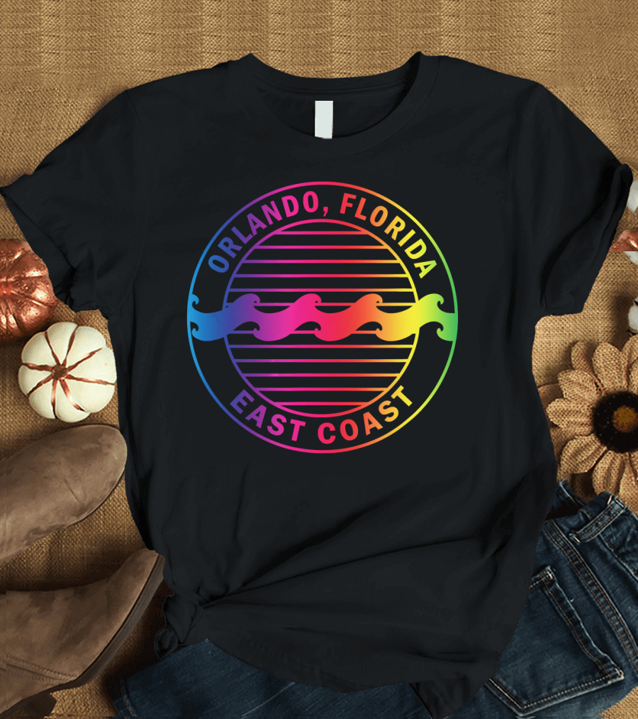 Orlando Florida East Coast Gradient Waves Circle T-Shirt
