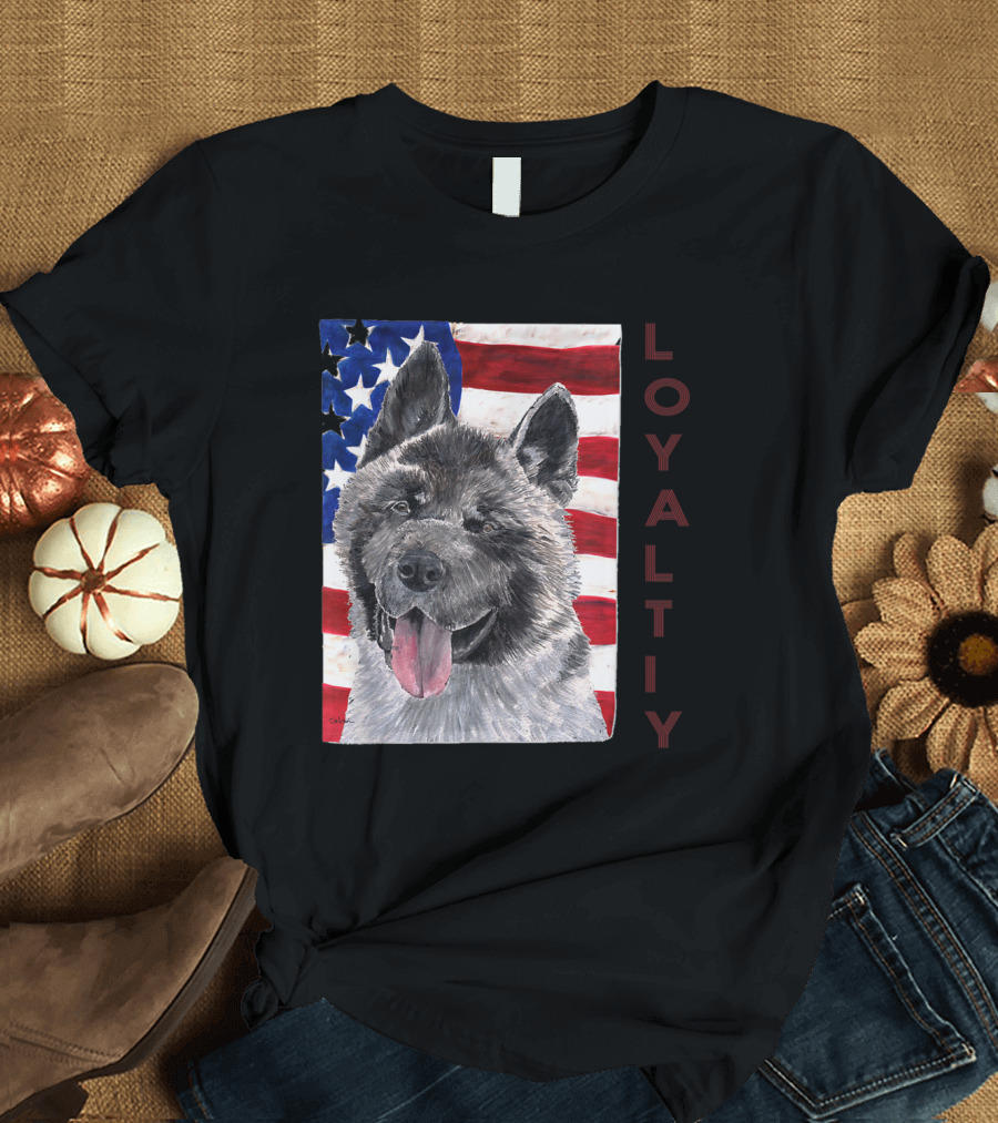 Vintage Patriot Akita American Flag Loyalty T-Shirt