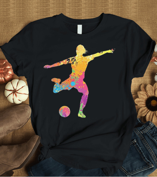 T-Shirt: Multicolored Soccer Goal Kick Splash T-Shirt Multicolored Soccer Goal Kick Splash T-Shirt