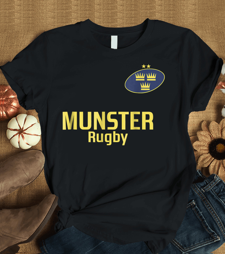 Munster Rugby Modern Logo with Crown Symbol and Stars T-Shirt