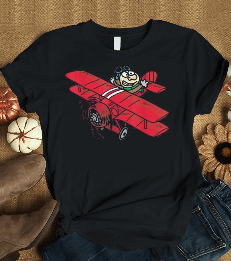 Red Baron Biplane Pilot Cartoon Air Adventure T-Shirt