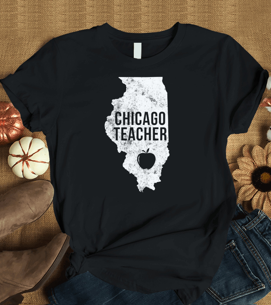 Red For Ed Chicago Teacher Public Education Illinois Apple T-Shirt
