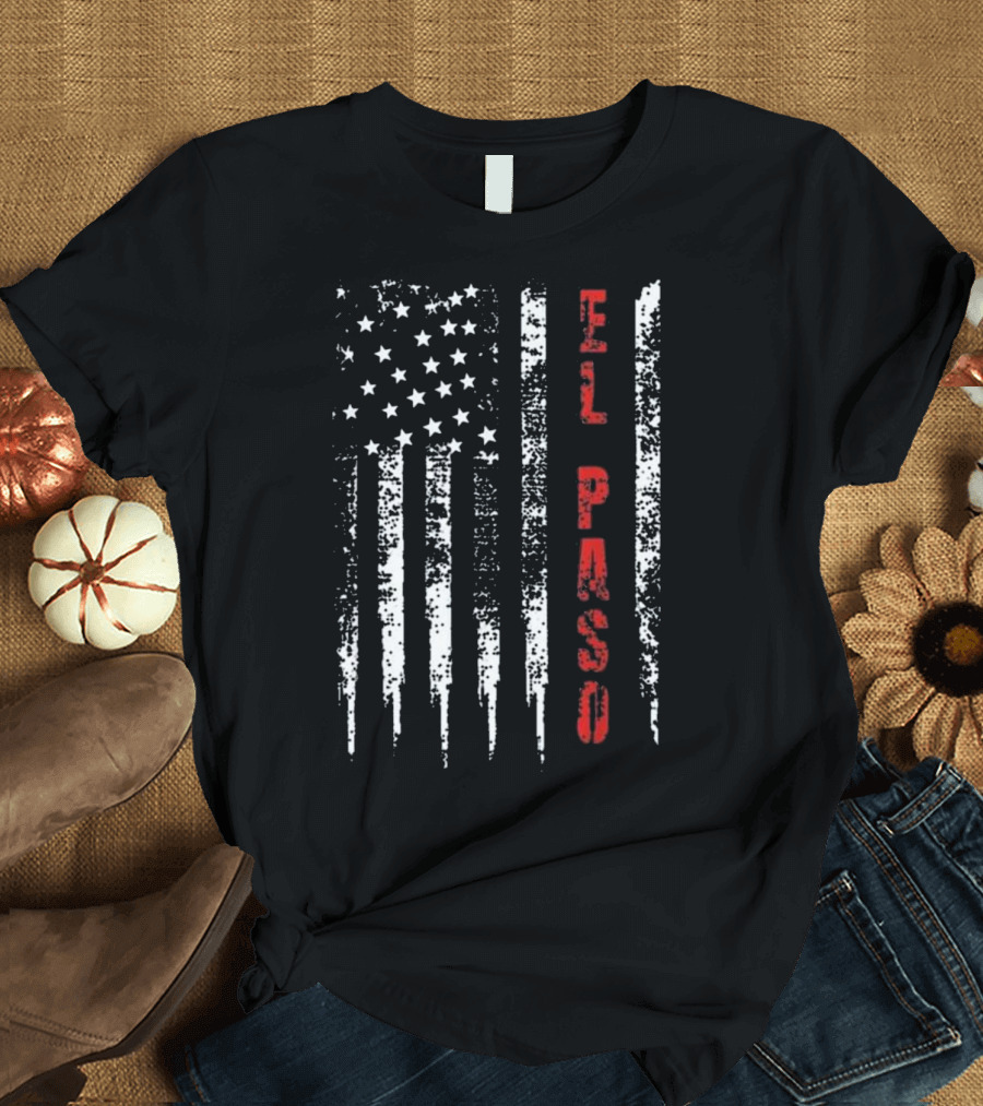 Red Line Firefighter El Paso American Flag T-Shirt