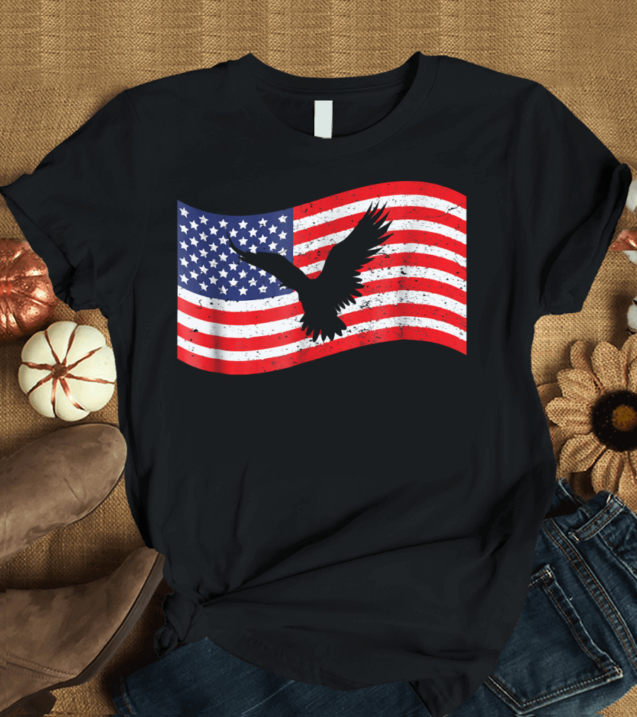 4th July American Flag with Eagle T-Shirt